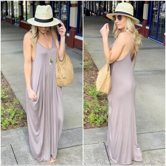 ✨LAST 1✨Mocha sleeveless maxi dress with Pockets - Picture 3 of 4